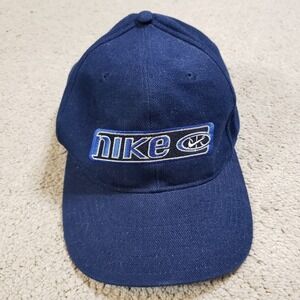 Vintage 90s Nike Snapback Hat Cap White Tag Rare 6-Panel Blue